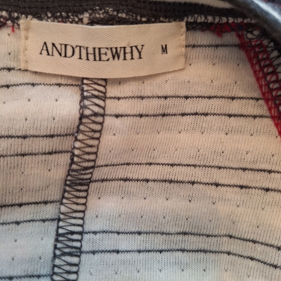 ANDTHEWHY Christmas plaid striped Ballon long sleeve top M - Picture 14 of 15